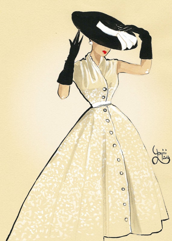 Items similar to Vintage fashion illustration on Etsy