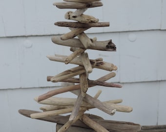 Unique 12 inch driftwood tree made from upcycled elements from the shore of Lake Erie.