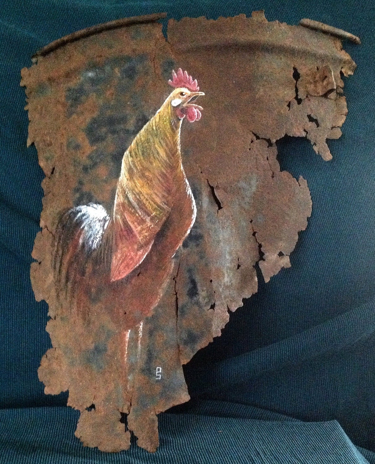 RED ROOSTER Painting Rooster Decor Rooster Art Metal Rooster   Il Fullxfull.443528032 49xh 