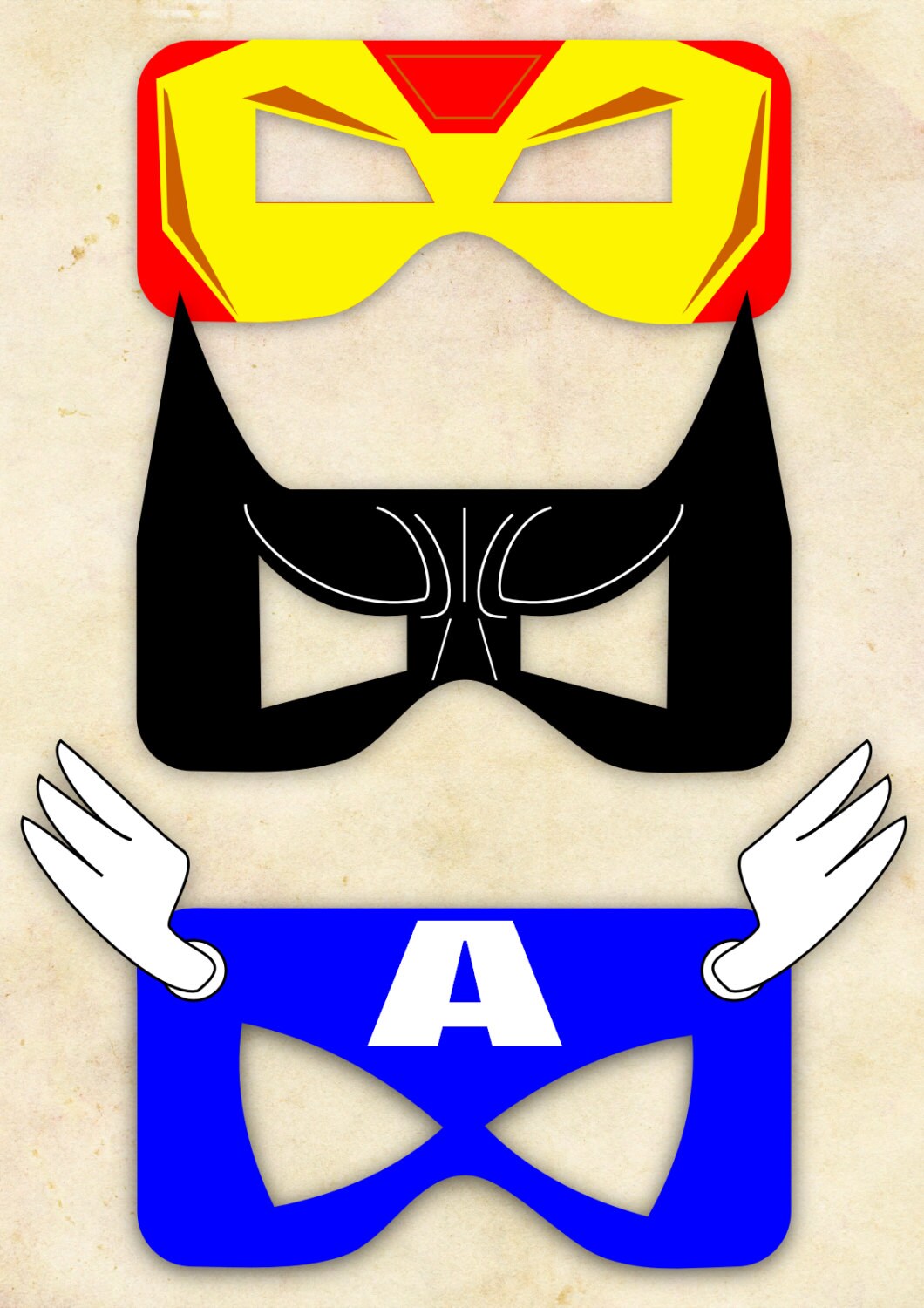 Superhero Inspired Masks 2 INSTANT DIGITAL by KlikiDesigns