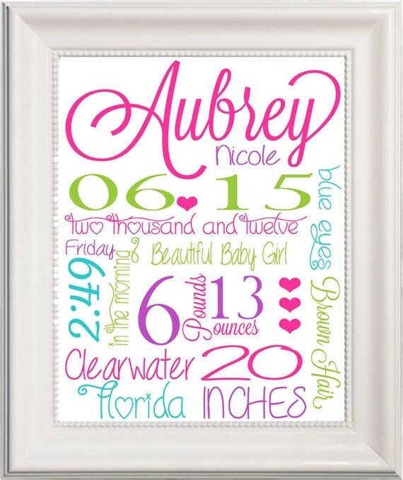 Printable Baby Girl Birth Announcement Custom by AudrasChicDesigns