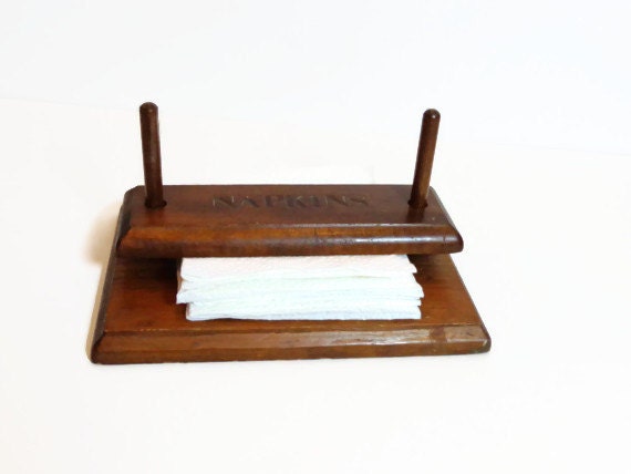 Unique Wooden Napkin Holder Wood Dowels Weighted by 