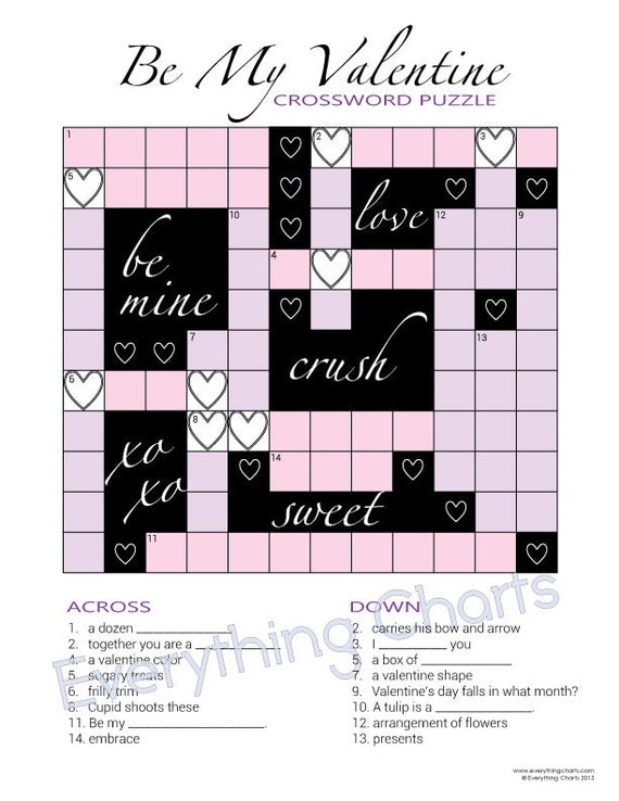 Valentine Crossword Puzzle PDF Files/Printables