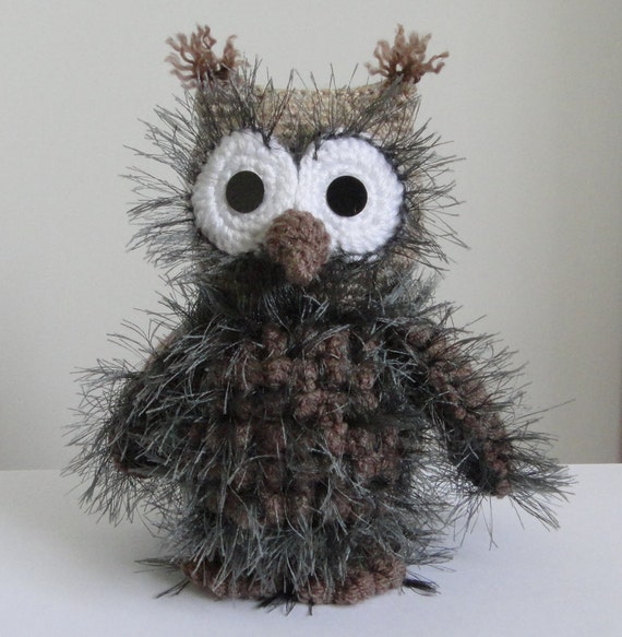 10% discount with coupon code OWL OOAK 7 inch Stuffed animals Soft toy Crochet Handmade Amigurumi. Made to order.