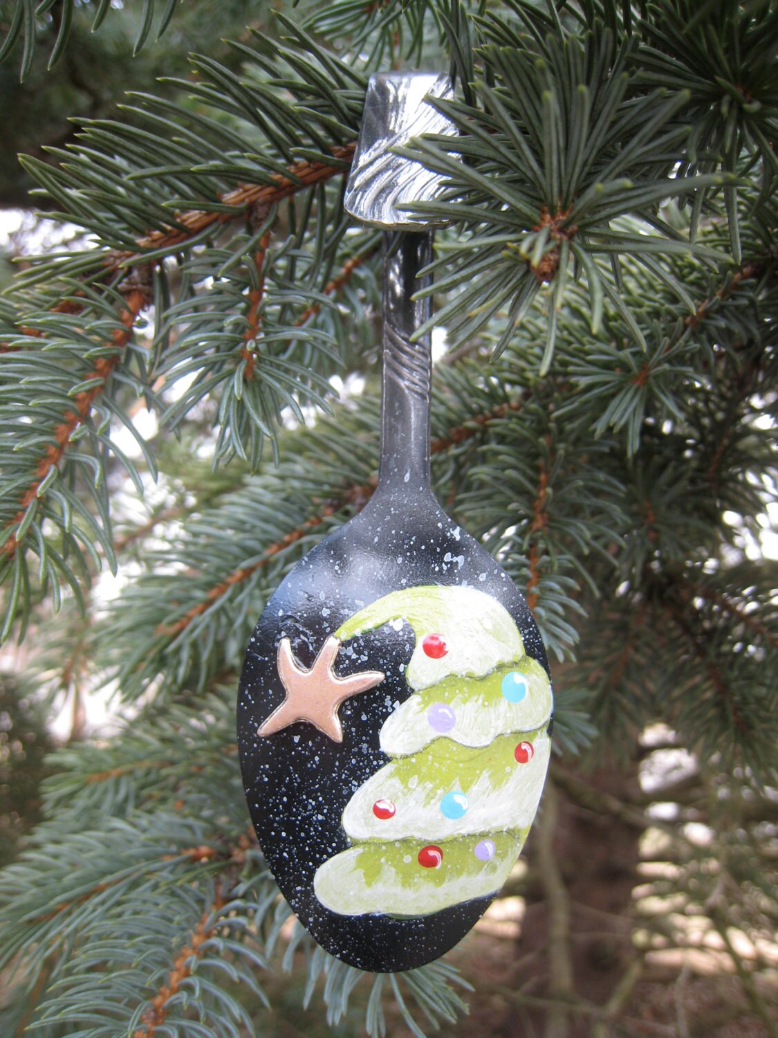 Spoon Ornament Leaning Christmas Tree Spoon Ornament Hand