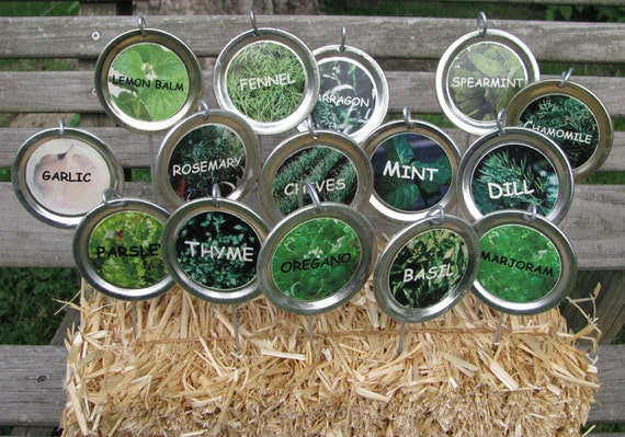 PREORDER -10 GARDEN MARKERS - (Choose Ten) - Upcycled Herb and Garden Stakes - Choose From List or Request Custom Order