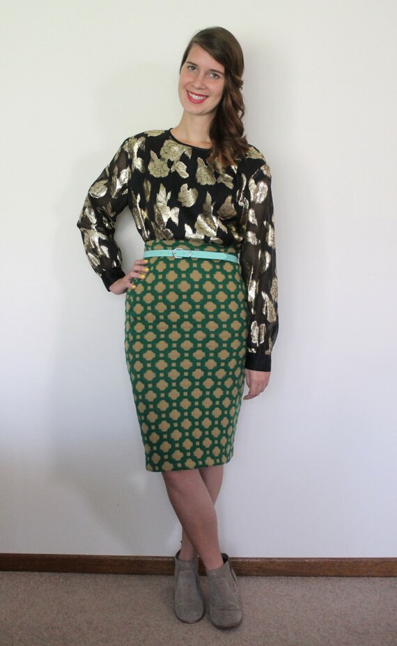 Vintage 1980s Gilded Roses Blouse