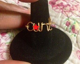 CUNT gold wire wrap ring | Mature listing stackable rings | Customized curse words