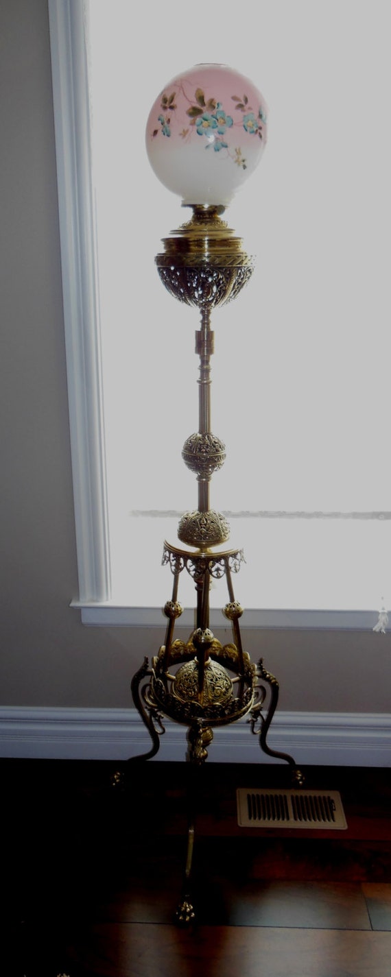 Victorian Brass Adjustable Organ/Piano Floor Lamp