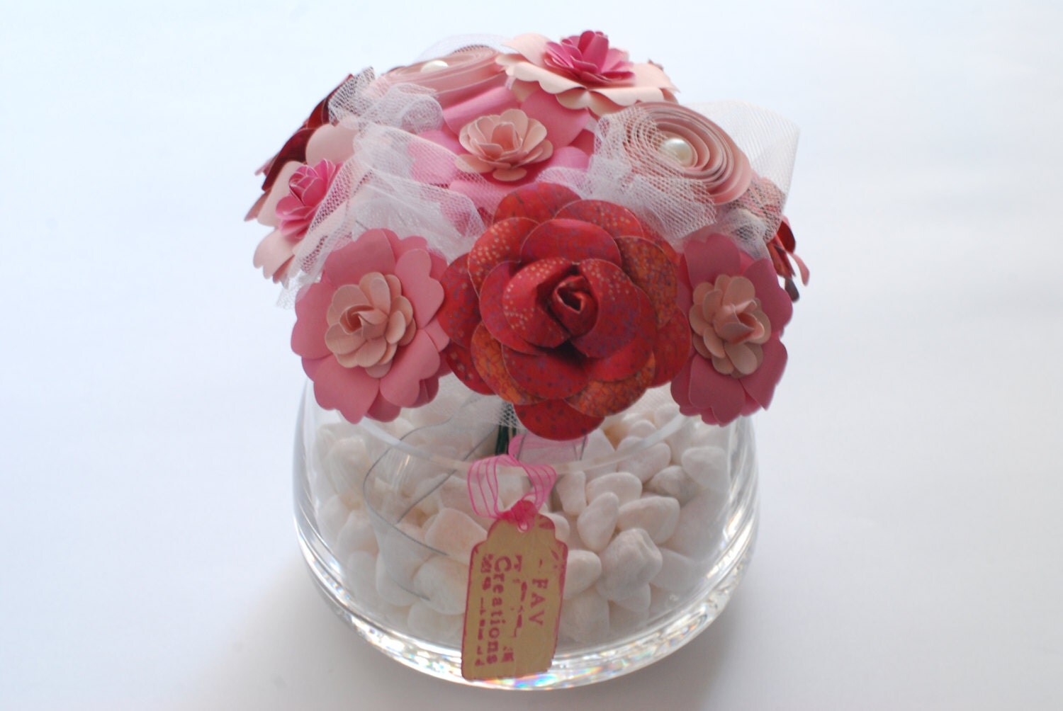 Handmade Paper Flowers in Vase Pink by FAVCreations on Etsy