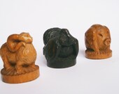 OOAK, Wooden animals, Handcarved figurines, Wood, Mini sculptures, amber, black, Home decor, Ram Pig Turkey Pats, Rustic, Gift idea, Chess