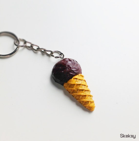 Chocolate Ice Cream Keychain by harveypinkertons on Etsy