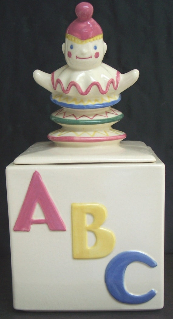 RARE Abingdon Pottery Jack in the Box Cookie Jar 611 FREE