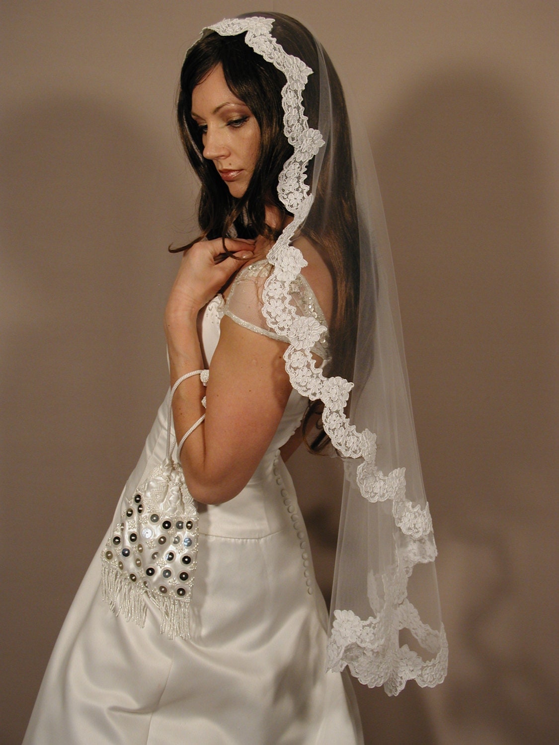 Wedding Mantilla Veil mantilla veil 42 fingertip length lace veil