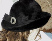 Martelle Faux Brimmed Black Fur Felt Hat Vintage 1960s W Germany Union Label