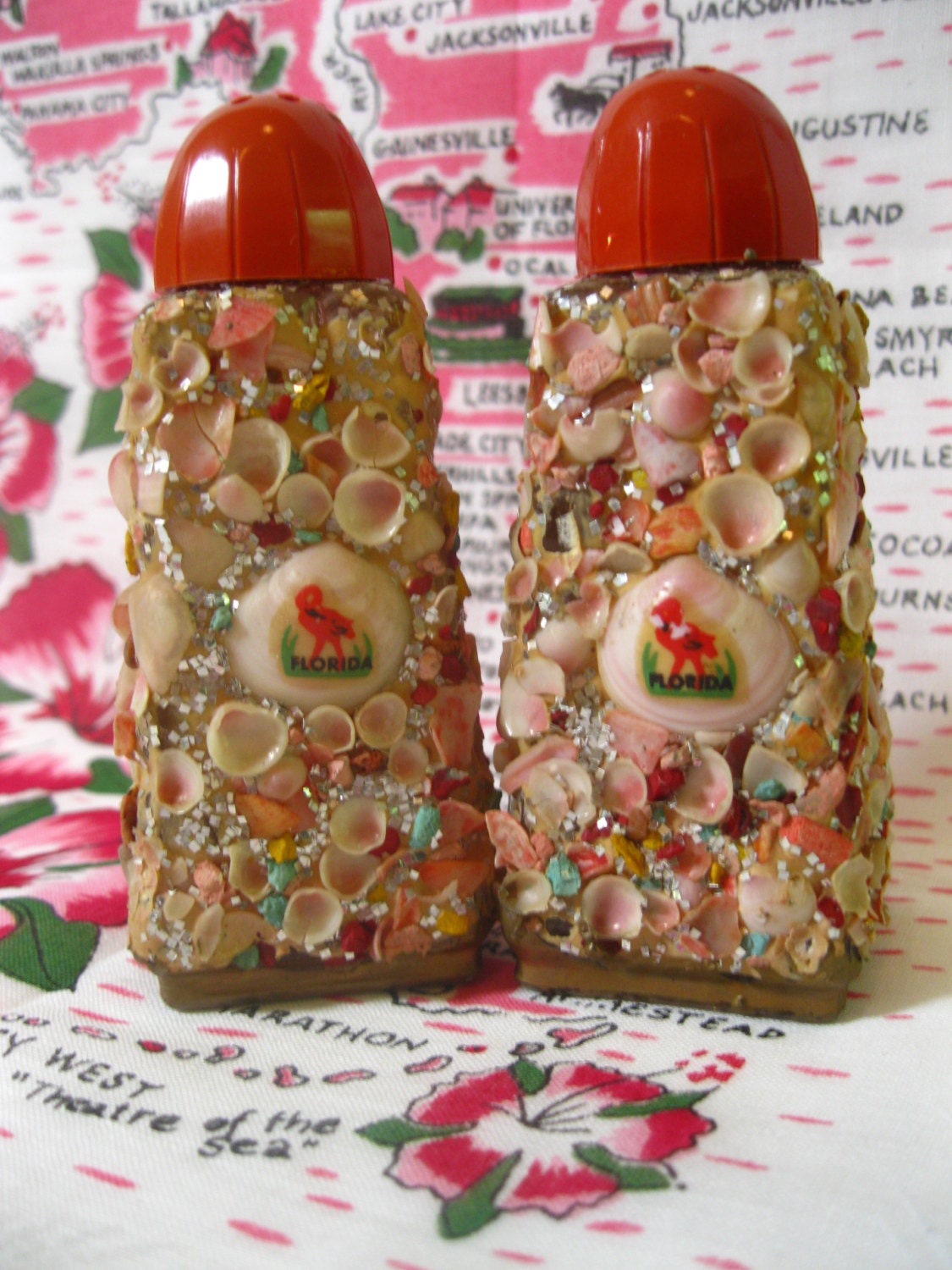 Vintage 1950s Florida souvenir salt and pepper shakers with