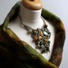 Abalone Shell Amber Turquoise Avant Garde Necklace Bib Tapestry Macrame Wearable Art Jewelry Stone Green Teal Yellow Statement OOAK