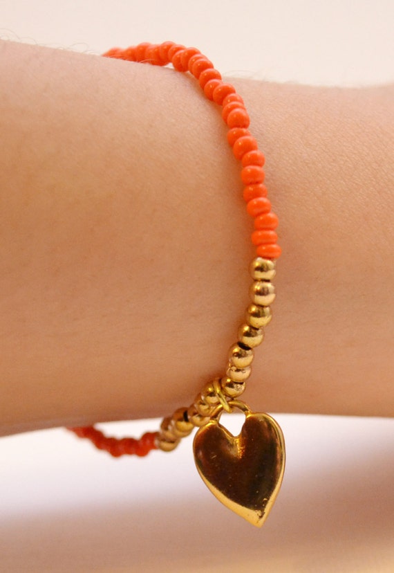 Bright Orange Beaded Friendship Bracelet With By Helenahowcroft 6625