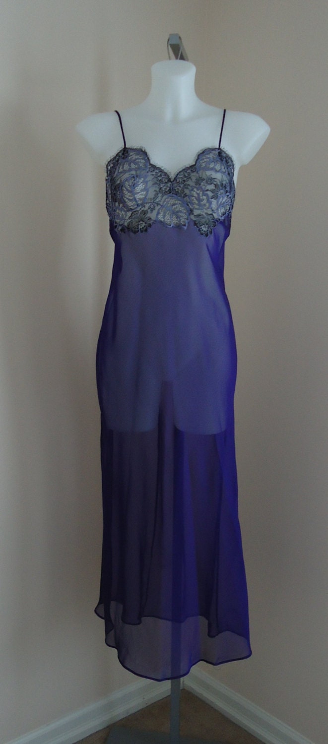 Vintage Marjolaine Sheer Purple Nightgown