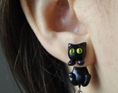 Black Cat Earrings with surgical steel posts Black Cat Earrings with surgical steel posts