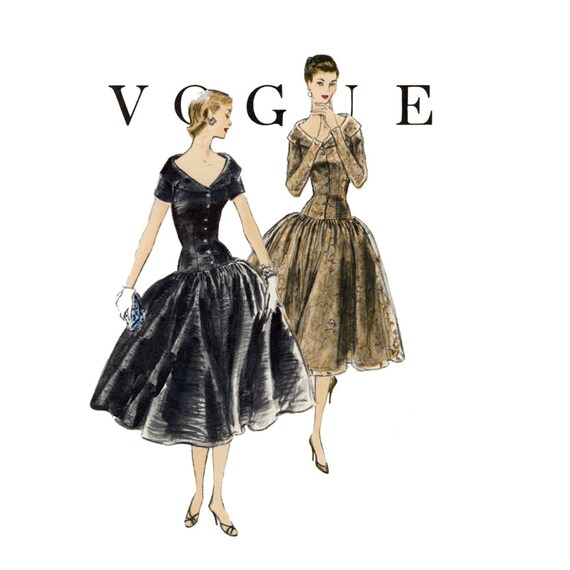 dress patterns coat vogue 1950s 34 Skirt Pattern Vogue Waist Bust 8667 Dress Drop Full Evening