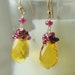 SALE Lemon Quartz Earrings with Ruby. Yellow Gemstone Earrings. Bright Neon Jewelry. Ruby Earrings. Summer Statement Jewelry.