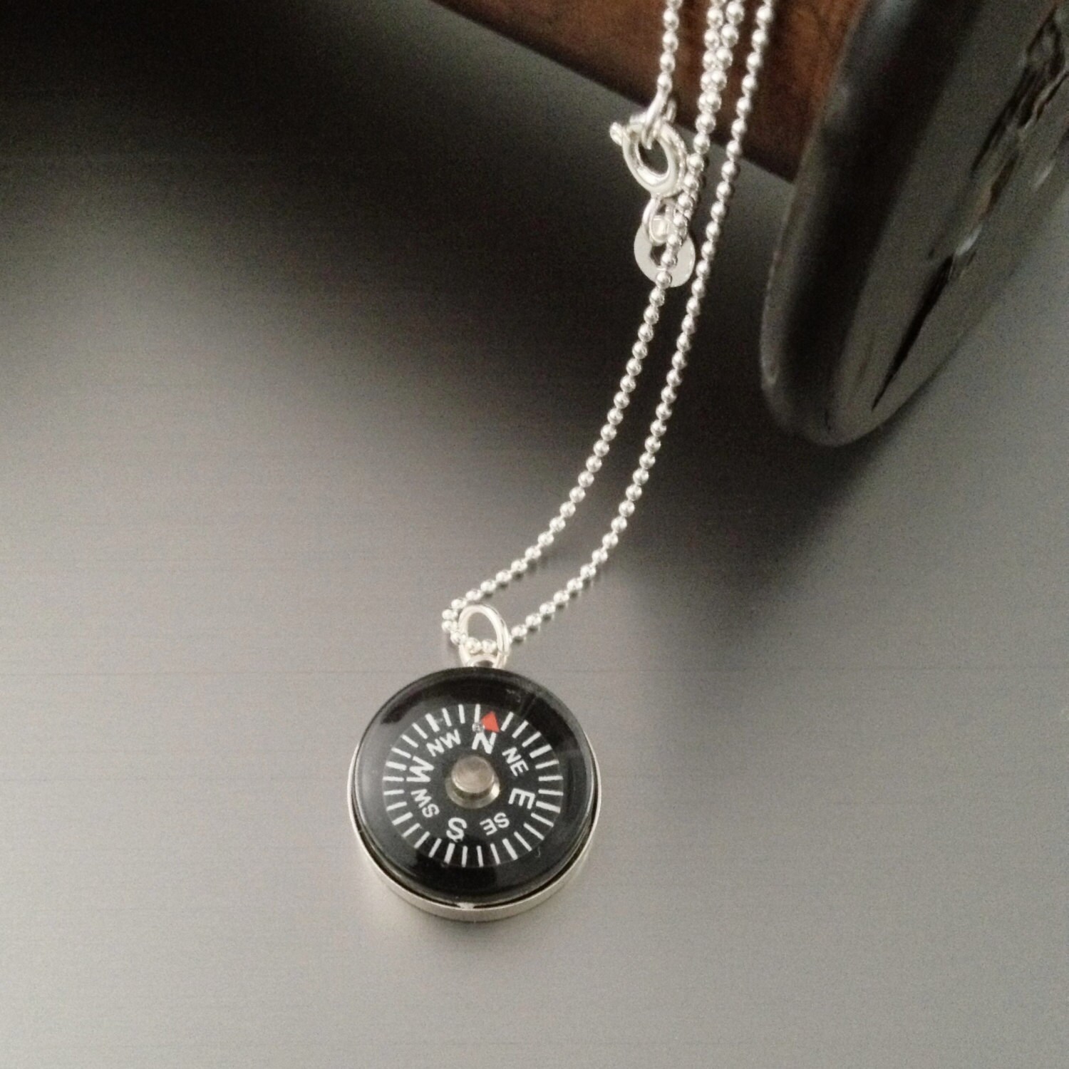 Sterling Silver Compass Necklace