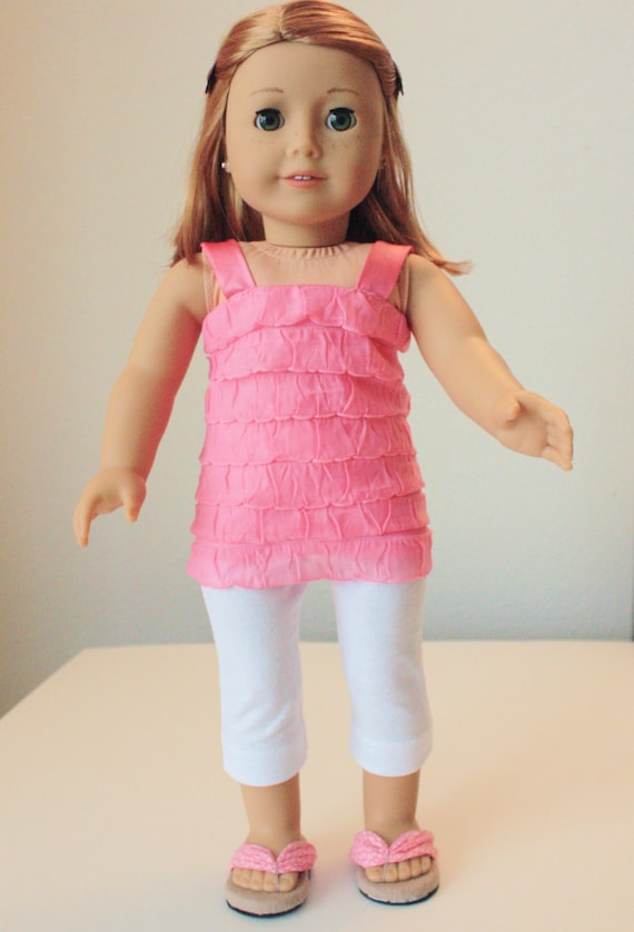 Trendy spring outfit, with flip flops for American Girl, 18 inch doll, modern clothes