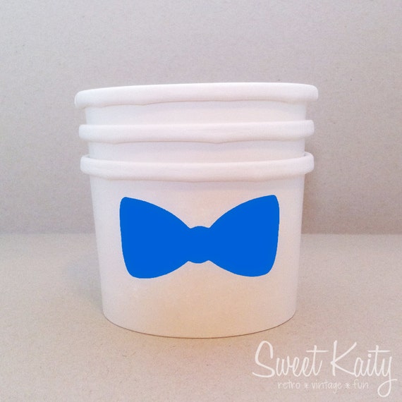 24 Bow Tie Ice Cream Cups - Vinyl Decal on White Paper Ice Cream Cup - Party Cup - Custom Ice Cream Cup - Little Man Party - 8 oz Il_570xn