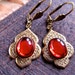 Ruby Red Crystal Earrings Swarovski Jewel Earrings Rhinestone Earrings Brass Dangle Earrings- India