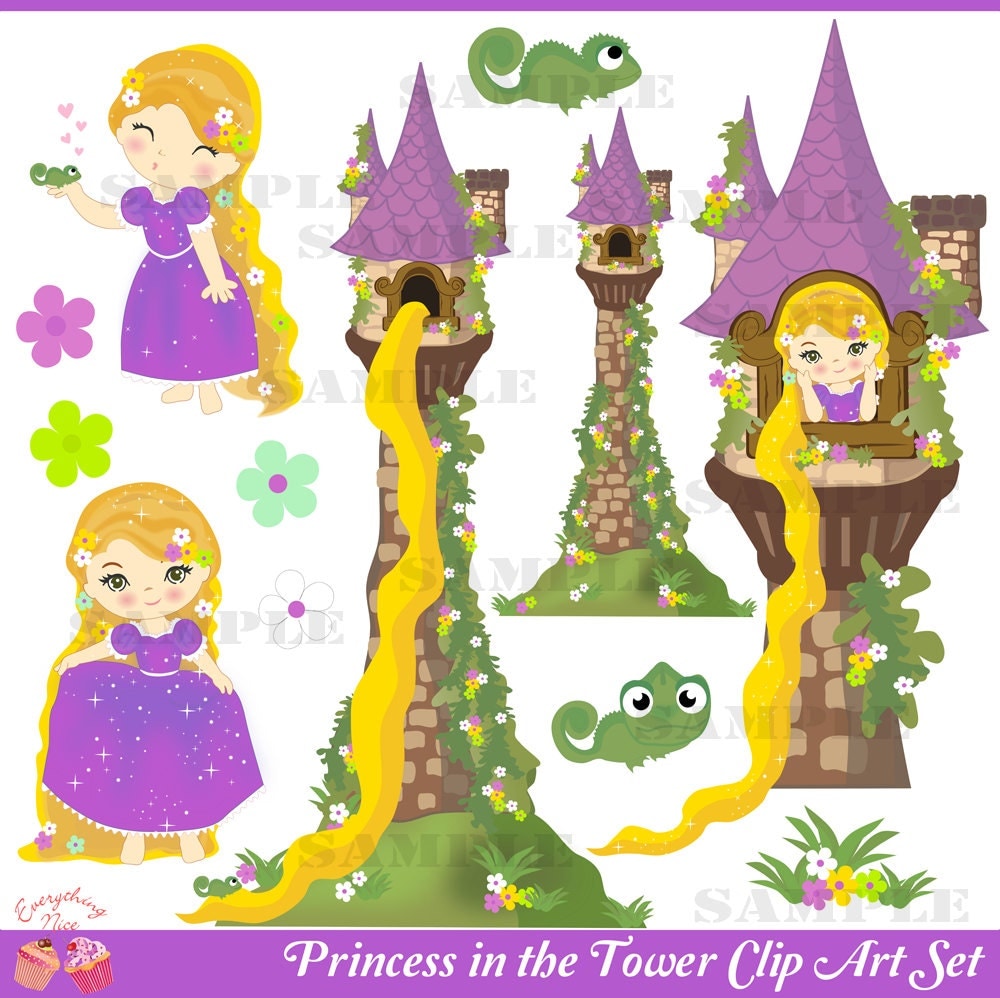Clip Art Rapunzel Clipart rapunzel clipart etsy princess in the tower clip art set