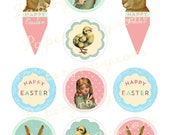 Instant Download PRINTABLE Vintage Easter Cupcake Toppers Il_170x135