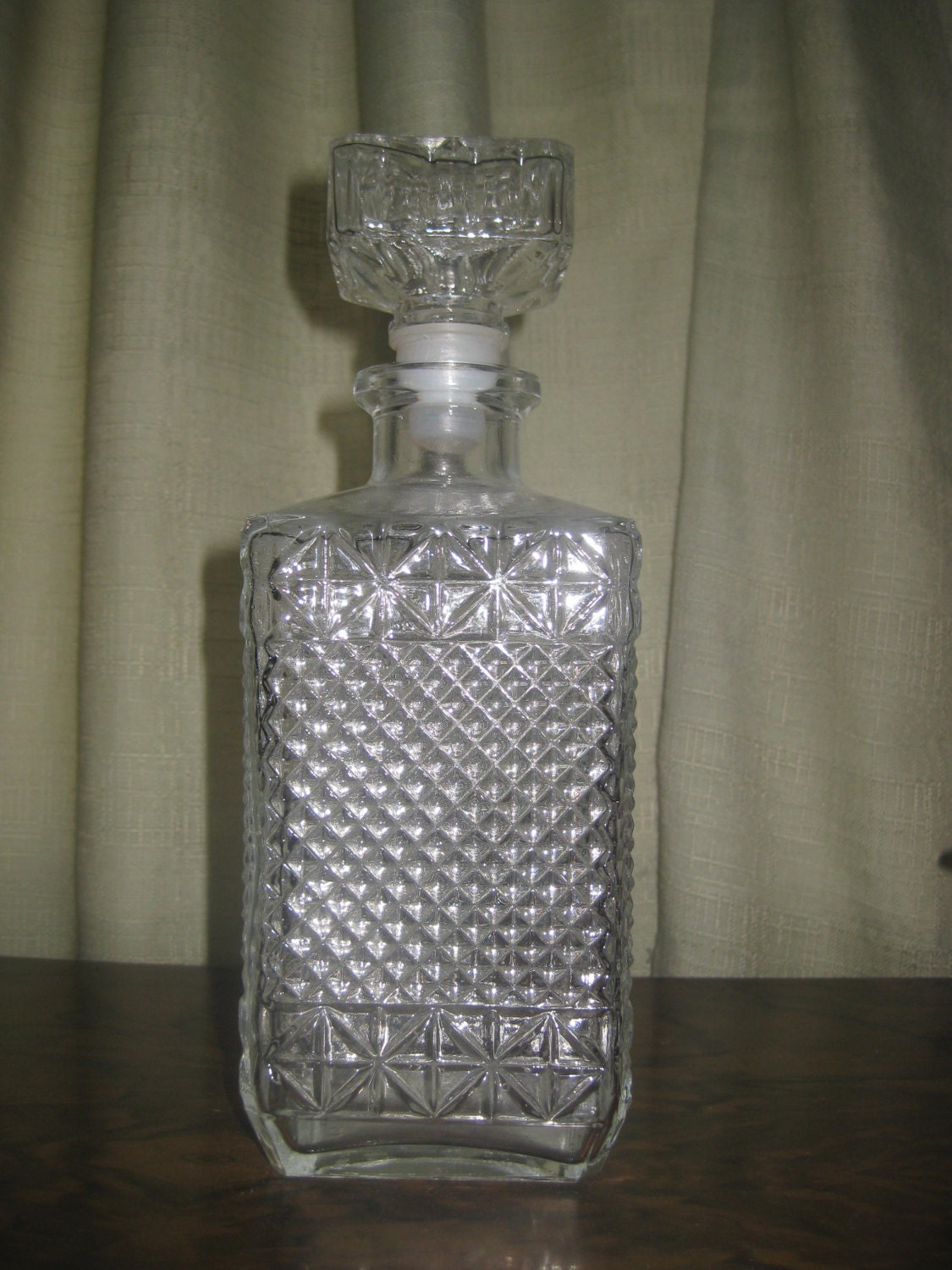 Exquisite French Vintage cut glass decanter pressed glass