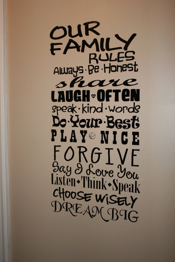 Personalized Our Family Rules Wall Vinyl Sign Any By OSoSplendid