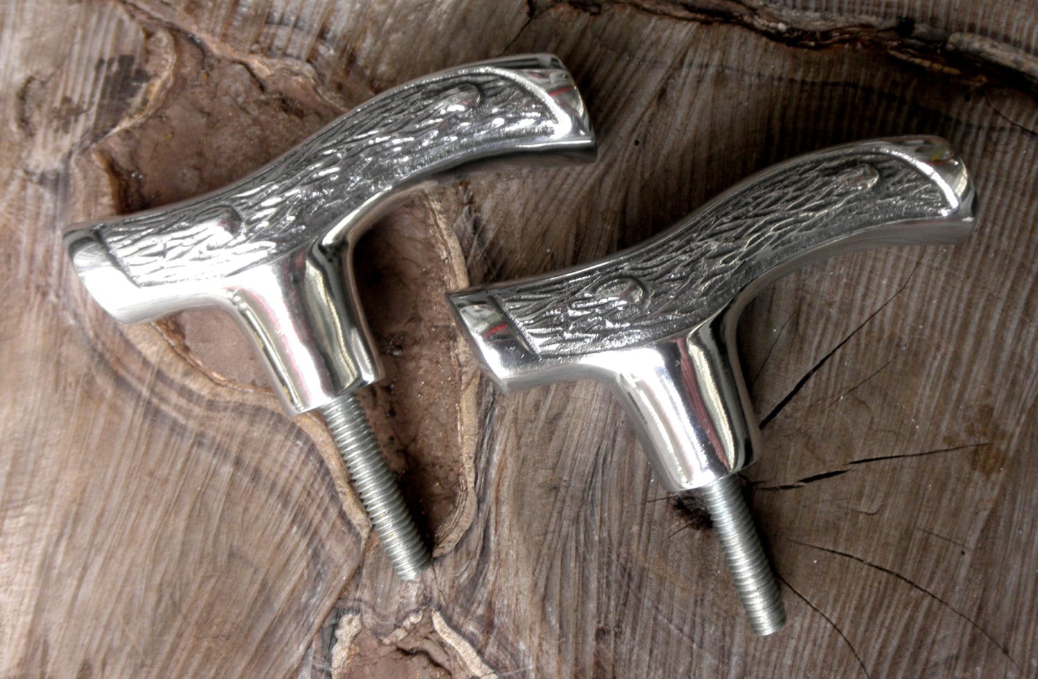 2 Cast Aluminum Fritz Cane Walking Stick Handles with Threaded