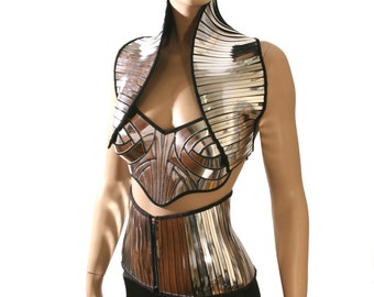 apocalyptic bolero sci fi robot futuristic stole steampunk shrug cybergoth wrap armor fetish by divamp couture