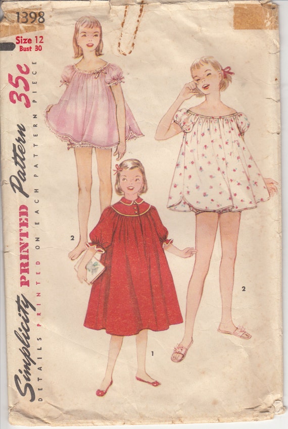 Vintage 50s Sewing Pattern BABYDOLL NIGHTGOWN & PANTIES