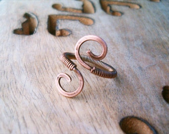 Wire Wrapped Adjustable Copper Ring - wire wrapped ring handmade