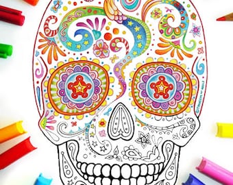 Abstract Coloring Pages Pdf 20 Printable Blank Sugar Skull 21