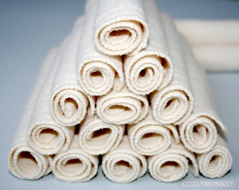 12 Organic Baby Wipes - Cloth Diaper Wipes - Eco Baby Washcloths - Hemp Organic Cotton Fleece. 7" square