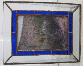 Stained Glass Picture Frame, Blue Border