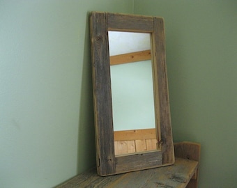 Barnwood MIRROR (5x12) handmade from reclaimed weathered wood - rustic refined