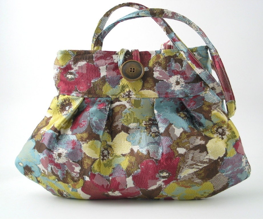 shoulder purse small fabric bag flower tote bag floral