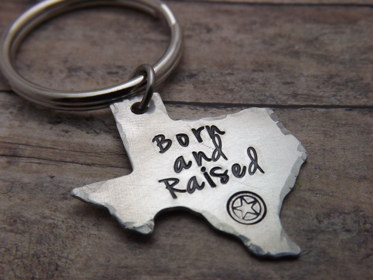 Texas-keychain-ornament-handstamped-personalized-Born and