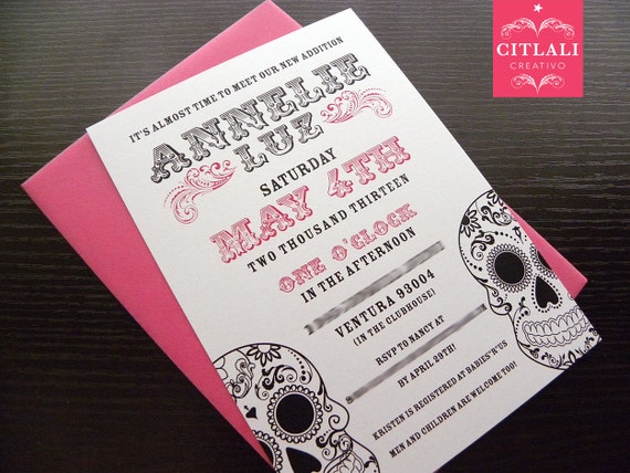 Sugar Skull Baby Shower Invitations 1