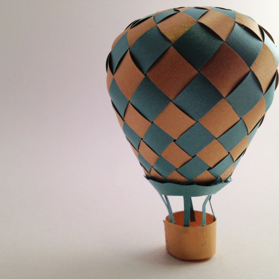 metallic miniature paper woven hot air balloon by jessmay on Etsy