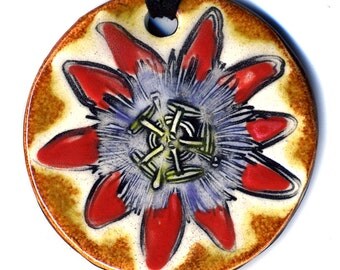 Passion Flower Ceramic Necklace