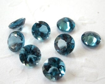 Faceted Gemstones London Blue Topaz Brilliant Cut AAA 5mm FOR ONE