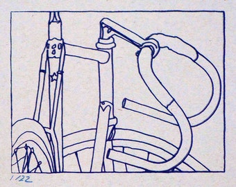 Bicycle Art Print - Ceya's Track Bike - Bars 11 on pale brown Speckletone paper