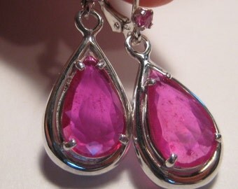 Beautiful Ruby Gemstone Earrings ... Sterling Silver .... e466